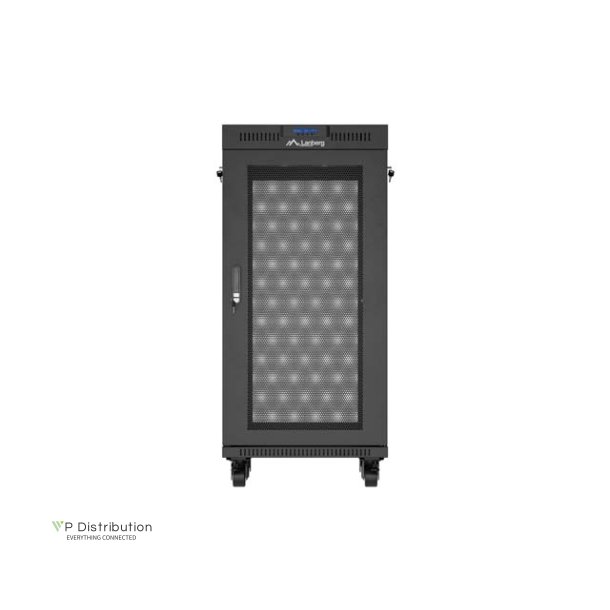 RACK CABINET 19" FREE-STANDING 24U/600X600 (FLAT PACK) WITH MESH DOOR LCD BLACK LANBERG V2