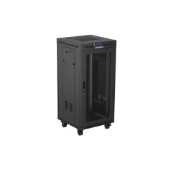 RACK CABINET 19" FREE-STANDING 24U/600X600 (FLAT PACK) WITH MESH DOOR LCD BLACK LANBERG V2