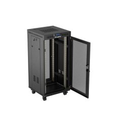RACK CABINET 19" FREE-STANDING 24U/600X600 (FLAT PACK) WITH MESH DOOR LCD BLACK LANBERG V2