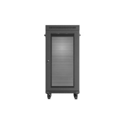RACK CABINET 19" FREE-STANDING 24U/600X600 (FLAT PACK) WITH MESH DOOR LCD BLACK LANBERG V2