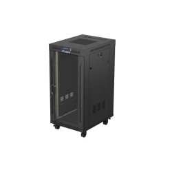 RACK CABINET 19" FREE-STANDING 24U/600X800 (FLAT PACK) WITH GLASS DOOR LCD BLACK LANBERG V2