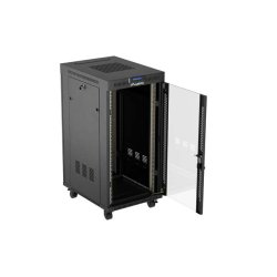 RACK CABINET 19" FREE-STANDING 24U/600X800 (FLAT PACK) WITH GLASS DOOR LCD BLACK LANBERG V2