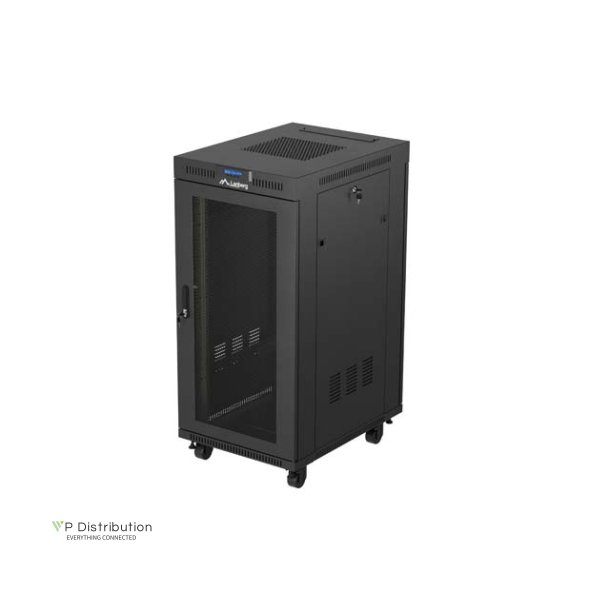 RACK CABINET 19" FREE-STANDING 24U/600X800 (FLAT PACK) WITH MESH DOOR LCD BLACK LANBERG V2