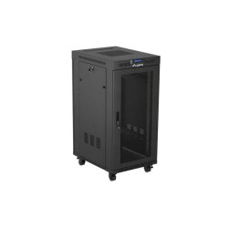 RACK CABINET 19" FREE-STANDING 24U/600X800 (FLAT PACK) WITH MESH DOOR LCD BLACK LANBERG V2