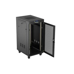 RACK CABINET 19" FREE-STANDING 24U/600X800 (FLAT PACK) WITH MESH DOOR LCD BLACK LANBERG V2