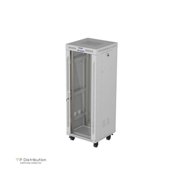 RACK CABINET 19" FREE-STANDING 32U/600X600 (FLAT PACK) WITH GLASS DOOR LCD GREY LANBERG V2