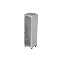 RACK CABINET 19" FREE-STANDING 42U/600X600 (FLAT PACK) WITH GLASS DOOR LCD GREY LANBERG V2
