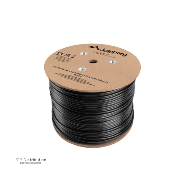 LAN CABLE CAT.6A SFTP 305M SOLID OUTDOOR CU BLACK FLUKE PASSED LANBERG