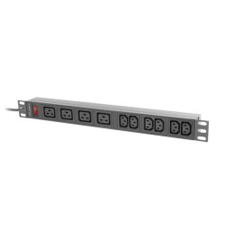 POWER DISTRIBUTION UNIT (PDU) 19" LANBERG 1U 16A 2M 4X C19 6X IEC C13 SOCKETS BLACK C20