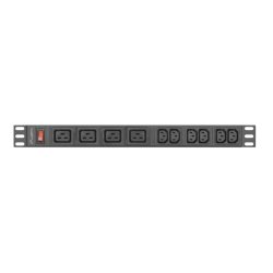 POWER DISTRIBUTION UNIT (PDU) 19" LANBERG 1U 16A 2M 4X C19 6X IEC C13 SOCKETS BLACK C20
