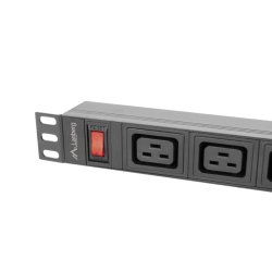 POWER DISTRIBUTION UNIT (PDU) 19" LANBERG 1U 16A 2M 4X C19 6X IEC C13 SOCKETS BLACK C20
