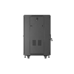 RACK CABINET 19" FREE-STANDING 18U/600X600 (FLAT PACK) WITH GLASS DOOR BLACK LANBERG