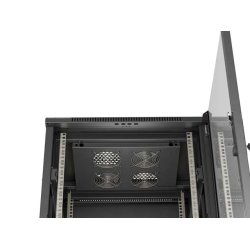 RACK CABINET 19" FREE-STANDING 18U/600X600 (FLAT PACK) WITH GLASS DOOR BLACK LANBERG