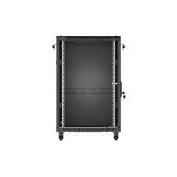 RACK CABINET 19" FREE-STANDING 18U/600X600 (FLAT PACK) WITH GLASS DOOR BLACK LANBERG