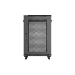 RACK CABINET 19" FREE-STANDING 18U/600X600 (FLAT PACK) WITH MESH DOOR BLACK LANBERG