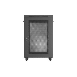 RACK CABINET 19" FREE-STANDING 18U/600X600 (FLAT PACK) WITH MESH DOOR BLACK LANBERG
