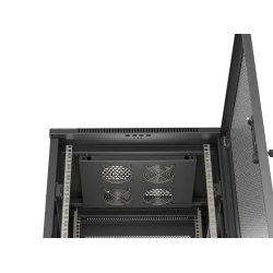 RACK CABINET 19" FREE-STANDING 18U/600X600 (FLAT PACK) WITH MESH DOOR BLACK LANBERG
