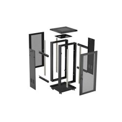 RACK CABINET 19" FREE-STANDING 18U/600X600 (FLAT PACK) WITH MESH DOOR BLACK LANBERG