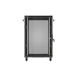 RACK CABINET 19" FREE-STANDING 18U/600X600 (FLAT PACK) WITH MESH DOOR BLACK LANBERG