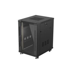 RACK CABINET 19" FREE-STANDING 18U/600X800 (FLAT PACK) WITH GLASS DOOR BLACK LANBERG