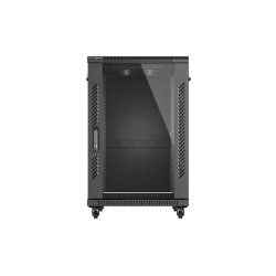 RACK CABINET 19" FREE-STANDING 18U/600X800 (FLAT PACK) WITH GLASS DOOR BLACK LANBERG