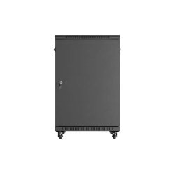RACK CABINET 19" FREE-STANDING 18U/600X800 (FLAT PACK) WITH GLASS DOOR BLACK LANBERG