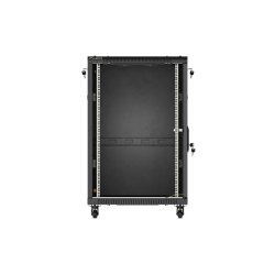 RACK CABINET 19" FREE-STANDING 18U/600X800 (FLAT PACK) WITH GLASS DOOR BLACK LANBERG