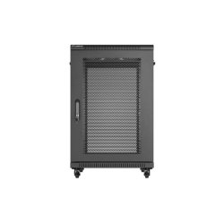 RACK CABINET 19" FREE-STANDING 18U/600X800 (FLAT PACK) WITH MESH DOOR BLACK LANBERG