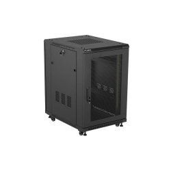 RACK CABINET 19" FREE-STANDING 18U/600X800 (FLAT PACK) WITH MESH DOOR BLACK LANBERG