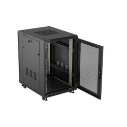 RACK CABINET 19" FREE-STANDING 18U/600X800 (FLAT PACK) WITH MESH DOOR BLACK LANBERG
