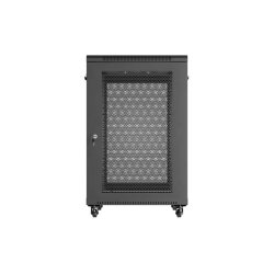 RACK CABINET 19" FREE-STANDING 18U/600X800 (FLAT PACK) WITH MESH DOOR BLACK LANBERG