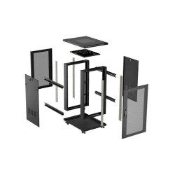 RACK CABINET 19" FREE-STANDING 18U/600X800 (FLAT PACK) WITH MESH DOOR BLACK LANBERG