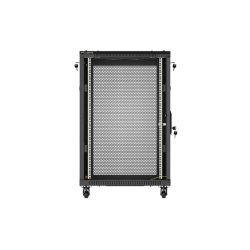 RACK CABINET 19" FREE-STANDING 18U/600X800 (FLAT PACK) WITH MESH DOOR BLACK LANBERG