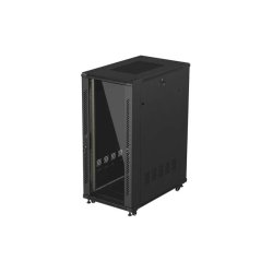 RACK CABINET 19" FREE-STANDING 27U/600X1000 (FLAT PACK) WITH GLASS DOOR BLACK LANBERG