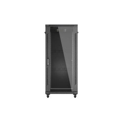 RACK CABINET 19" FREE-STANDING 27U/600X1000 (FLAT PACK) WITH GLASS DOOR BLACK LANBERG