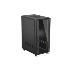 RACK CABINET 19" FREE-STANDING 27U/600X1000 (FLAT PACK) WITH GLASS DOOR BLACK LANBERG