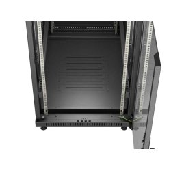 RACK CABINET 19" FREE-STANDING 27U/600X1000 (FLAT PACK) WITH GLASS DOOR BLACK LANBERG