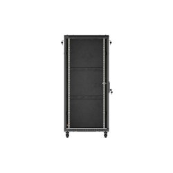 RACK CABINET 19" FREE-STANDING 27U/600X1000 (FLAT PACK) WITH GLASS DOOR BLACK LANBERG