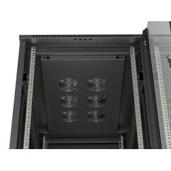 RACK CABINET 19" FREE-STANDING 27U/600X1000 (FLAT PACK) WITH GLASS DOOR BLACK LANBERG