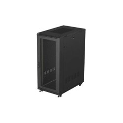 RACK CABINET 19" FREE-STANDING 27U/600X1000 (FLAT PACK) WITH MESH DOOR BLACK LANBERG