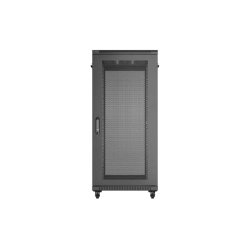 RACK CABINET 19" FREE-STANDING 27U/600X1000 (FLAT PACK) WITH MESH DOOR BLACK LANBERG