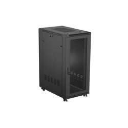 RACK CABINET 19" FREE-STANDING 27U/600X1000 (FLAT PACK) WITH MESH DOOR BLACK LANBERG