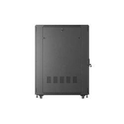 RACK CABINET 19" FREE-STANDING 27U/600X1000 (FLAT PACK) WITH MESH DOOR BLACK LANBERG