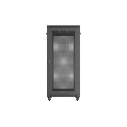 RACK CABINET 19" FREE-STANDING 27U/600X1000 (FLAT PACK) WITH MESH DOOR BLACK LANBERG
