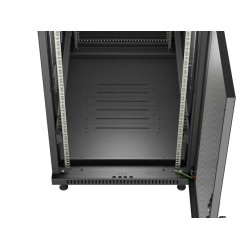RACK CABINET 19" FREE-STANDING 27U/600X1000 (FLAT PACK) WITH MESH DOOR BLACK LANBERG