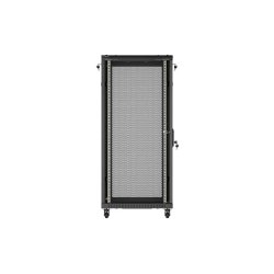 RACK CABINET 19" FREE-STANDING 27U/600X1000 (FLAT PACK) WITH MESH DOOR BLACK LANBERG