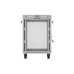 RACK CABINET 19" FREE-STANDING 15U/600X600 (FLAT PACK) WITH MESH DOOR LCD GREY LANBERG