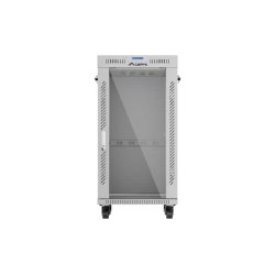RACK CABINET 19" FREE-STANDING 22U/600X600 (FLAT PACK) WITH GLASS DOOR LCD GREY LANBERG V2