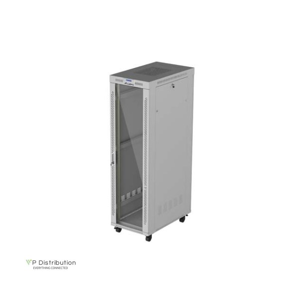 RACK CABINET 19" FREE-STANDING 42U/600X1000 (FLAT PACK) WITH GLASS DOOR LCD GREY LANBERG