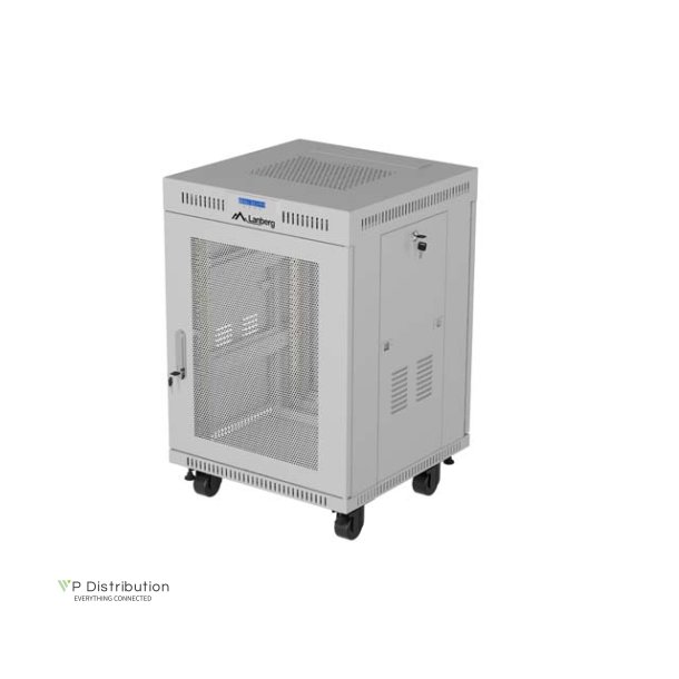RACK CABINET 19" FREE-STANDING 15U/600X800 (FLAT PACK) WITH MESH DOOR LCD GREY LANBERG